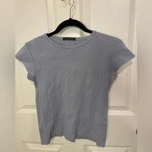 Brandy Melville Pointelle Short Sleeve Shirt Light Blue